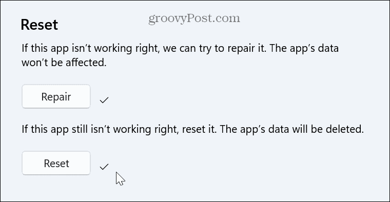Apps zurücksetzen – Windows 11