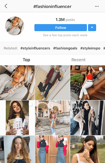 Instagram-Hashtag-Suche nach potenziellen Influencern als Partner