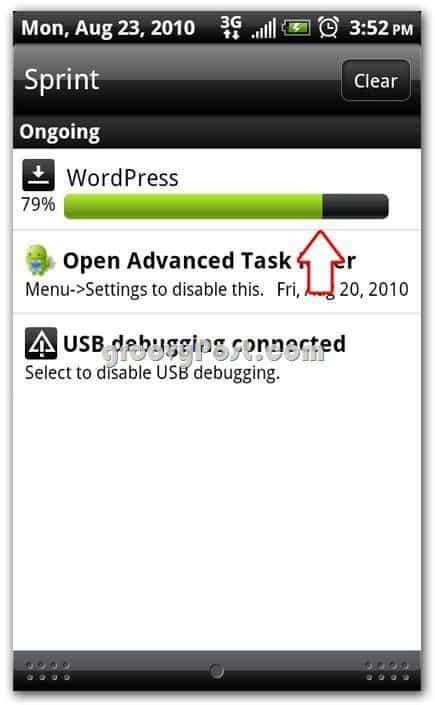 Wordpress auf dem Android-Installationsbildschirm