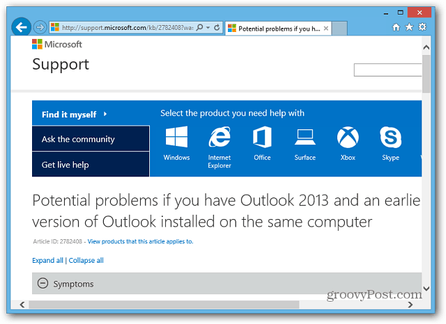 Microsoft Support-Seite