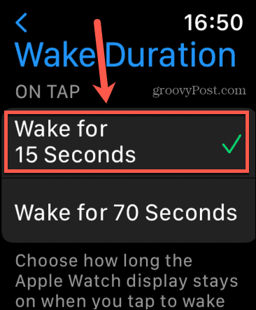 Apple Watch Wake für 15 Sekunden