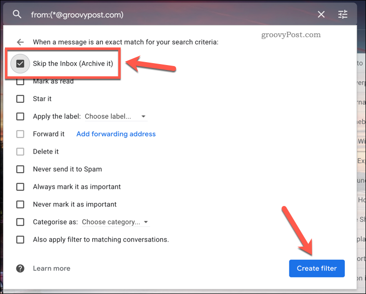 Überspringen einer Gmail-Filterregel