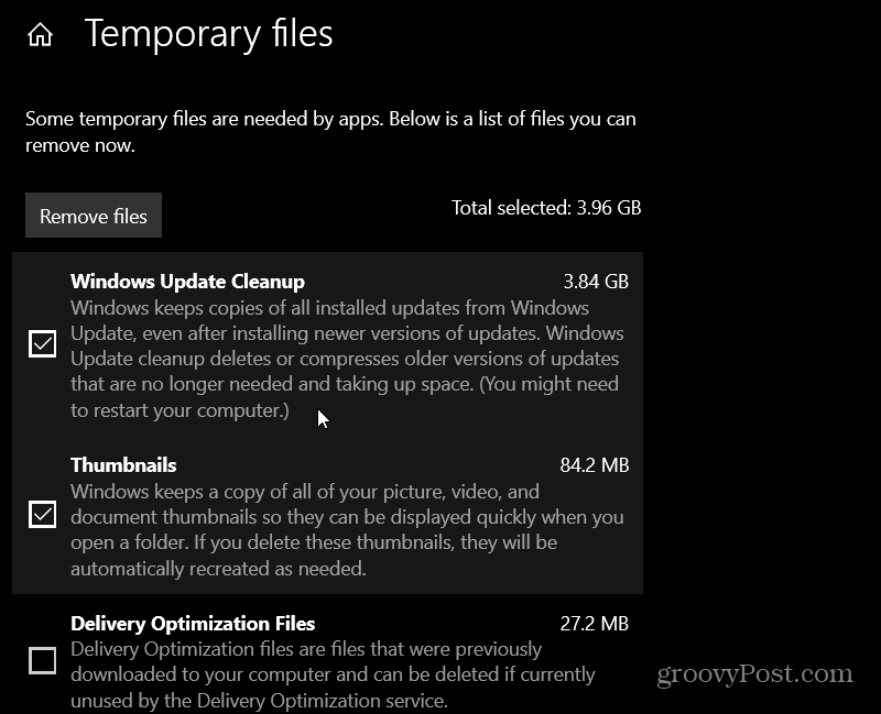 temporäre Dateien entfernen Windows 10