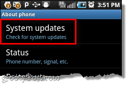 Android System Updates Menü