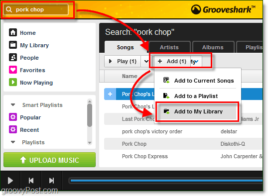 Fügen Sie Ihrer Grooveshark-Musikbibliothek gesuchte Songs hinzu