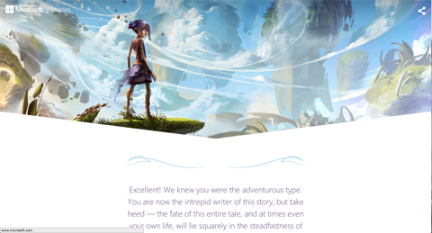 Screenshot des Microsoft Stories Adventure Path