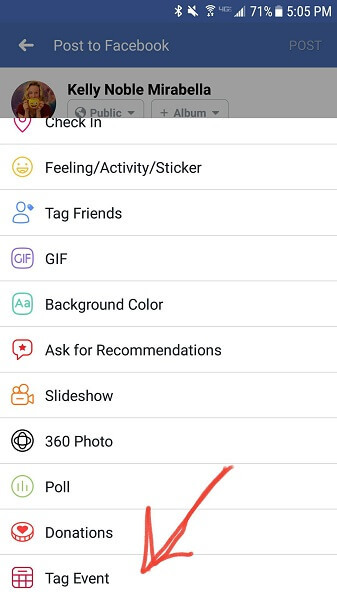 Facebook fügt die Option hinzu, ein Ereignis in Statusaktualisierungen auf Mobilgeräten zu markieren.