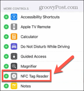 Fügen Sie dem Kontrollzentrum einen NFC-Tag-Leser hinzu