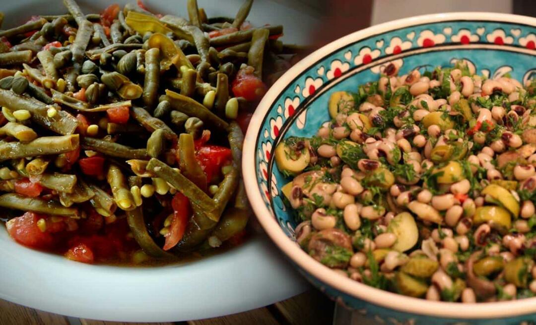 Wie macht man Kuherbsensalat, sowohl frisch als auch trocken? Verschiedene Salatrezepte mit Schwarzaugenerbsen...