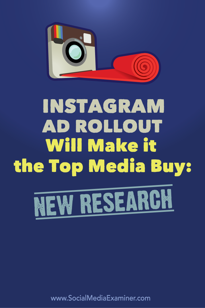 Mit dem Rollout von Instagram-Anzeigen wird es zum Top-Medienkauf: Neue Forschung: Social Media Examiner