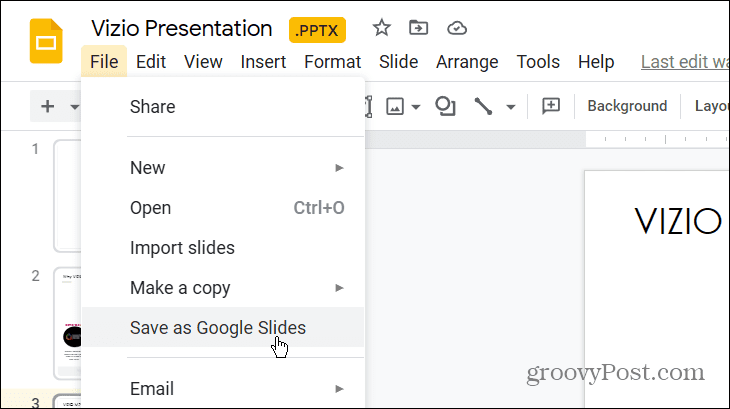 Als Google Slides speichern