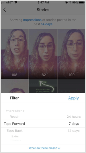 Filter für Instagram Insights Stories