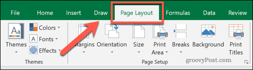 Die Menüregisterkarte Excel-Seitenlayout