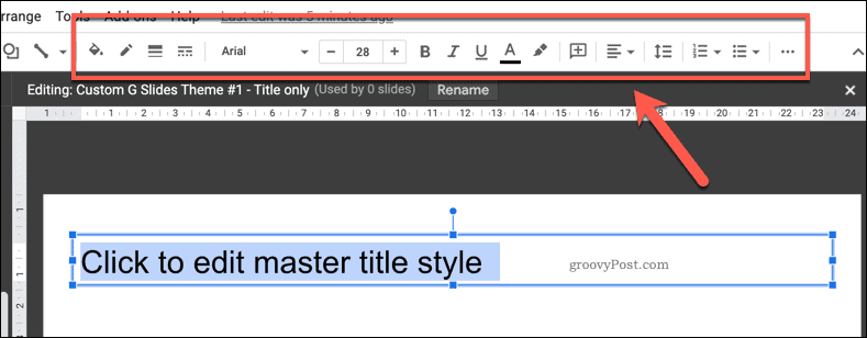 Optionen zum Anpassen eines Vorlagentextfelds in Google Slides