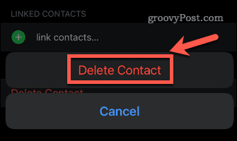 Bestätigen Sie das Löschen des Kontakts auf dem iPhone