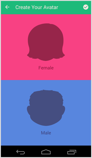Bitmoji wählen Avatar und Geschlecht