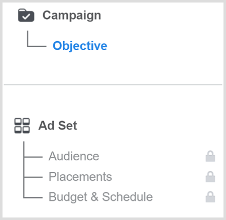 Erstellen Sie ein Facebook-Werbekampagnenziel und richten Sie sich dann an eine Zielgruppe.
