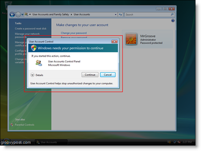 Windows Vista UAC-Eingabeaufforderung für den Zugriff