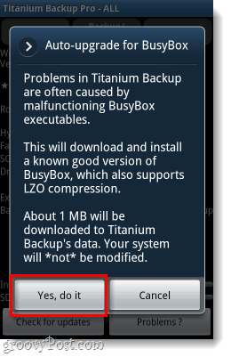 Bestätigen Sie den Download der Busybox