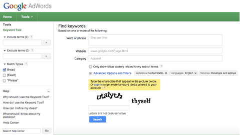 Google AdWords-Keyword-Tool