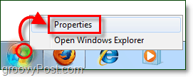 So öffnen Sie die Eigenschaften des Startmenüs in Windows 7 