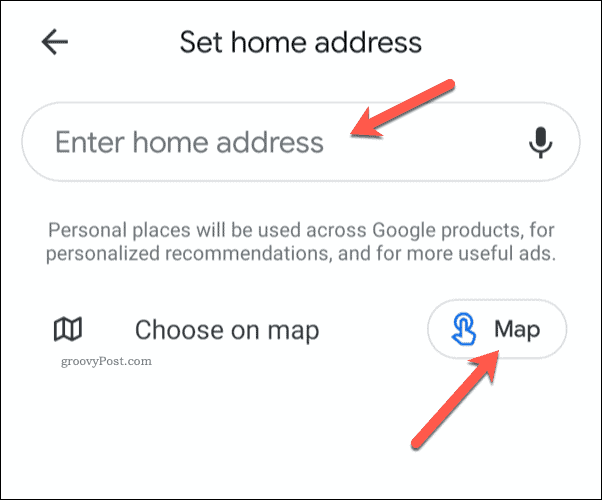 Festlegen der Google Maps-Privatadresse auf Mobilgeräten