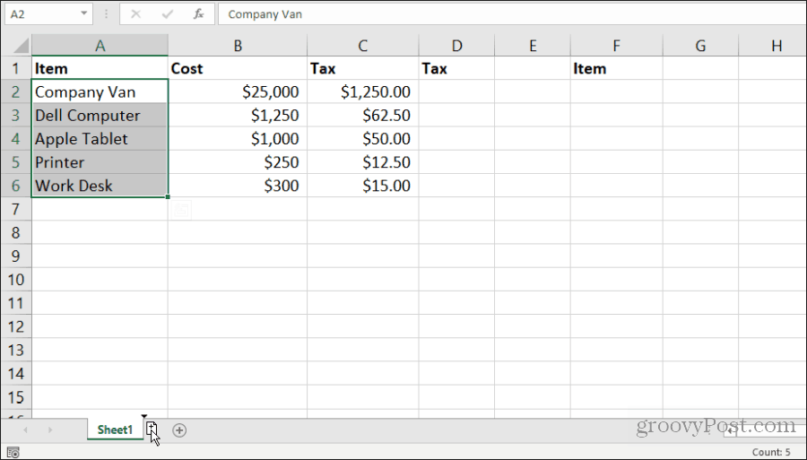 Kopieren eines Blattes in Excel