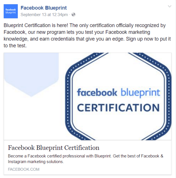 Facebook Blueprint Zertifizierung