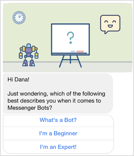 Stellen Sie eine Frage mit dem Facebook Messenger Bot.