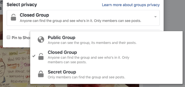 Jede Facebook-Gruppe kann öffentlich, geschlossen oder geheim sein.