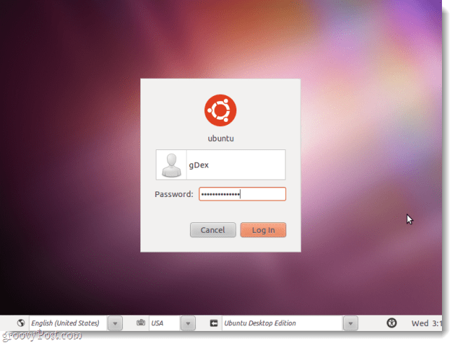 Ubuntu-Anmeldebildschirm