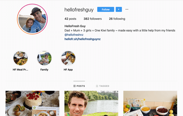 Wie man bezahlte Social Influencer rekrutiert, Beispiel für einen Instagram-Feed von @hellofreshguy