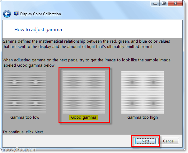 Versuchen Sie, das Windows 7-Beispiel-Gammabild abzugleichen