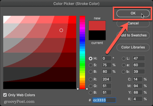 Auswählen einer neuen Farbe in Photoshop