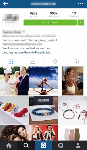 Instagram-Profil mit Kontaktinformationen