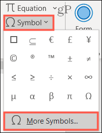 Symbol, mehr Symbole in Word unter Windows