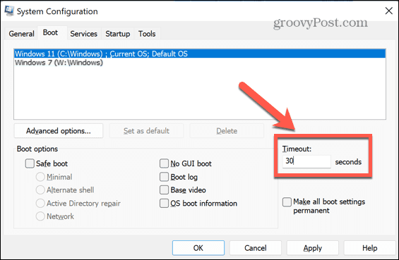 Zeitüberschreitung beim Booten von Windows msconfig