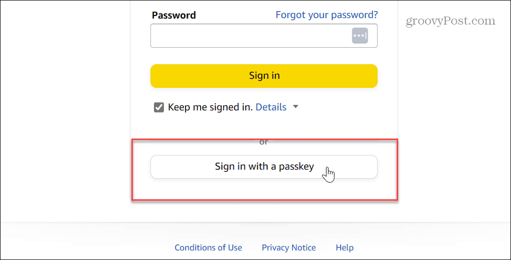 Melden Sie sich mit dem Passwort an
