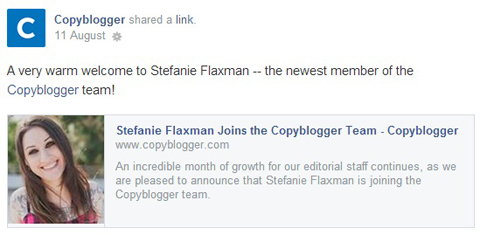 copyblogger facebook update