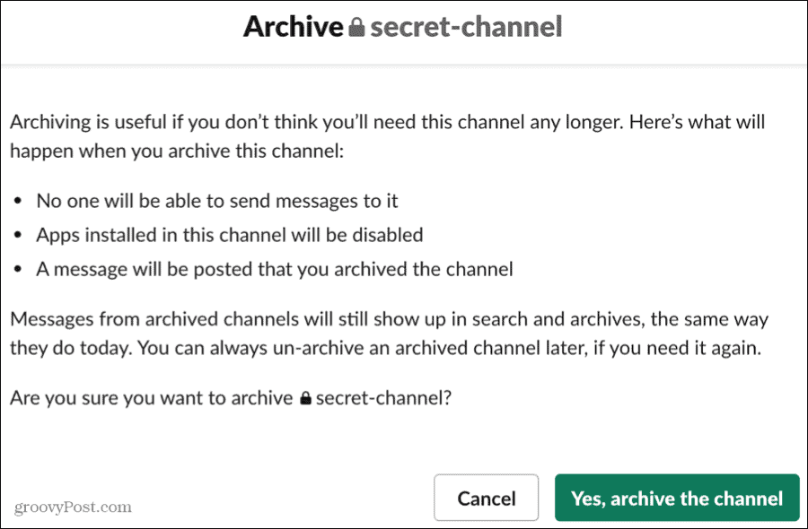 Archiviere einen Kanal