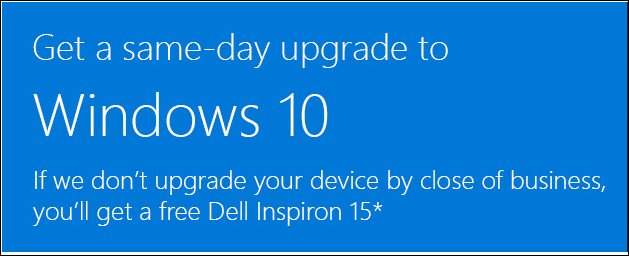 Microsoft bietet einen kostenlosen Dell-PC an, wenn Sie nicht innerhalb eines Tages auf Windows 10 aktualisiert werden können