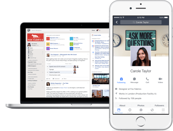 Facebook stellt eine kostenlose Version von Workplace vor, seinem Social-Networking-Tool, mit dem Mitarbeiter chatten und zusammenarbeiten können.