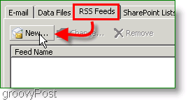Screenshot Microsoft Outlook 2007 RSS-Feed erstellen