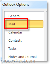 Klicken Sie in Outlook 2010 auf die Registerkarte E-Mail-Optionen