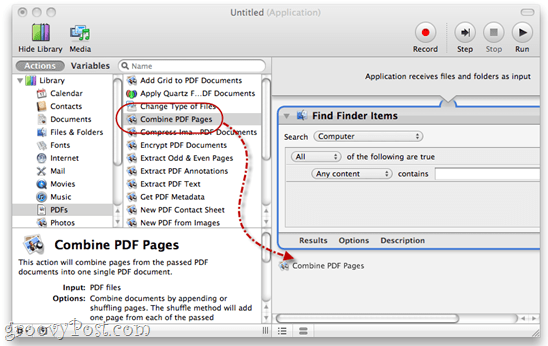 Kombinieren Sie PDFs mit Automator in Mac OS X.