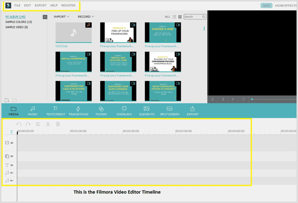 Filmora Video Editor und Timeline