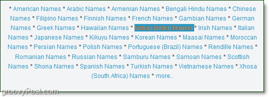 eine Liste der auszusprechenden indischen Namen