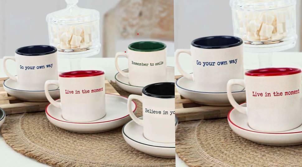 Keramika Nordic 12-teiliges Motto-Kaffeetassen-Set