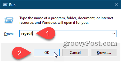 Öffnen Sie den Registrierungseditor über das Dialogfeld Ausführen in Windows