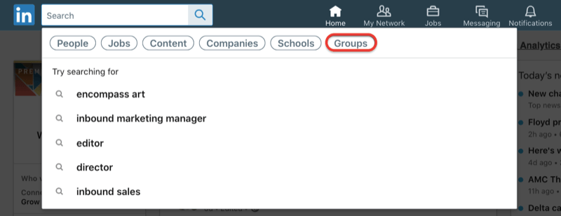 Suche nach LinkedIn-Gruppen